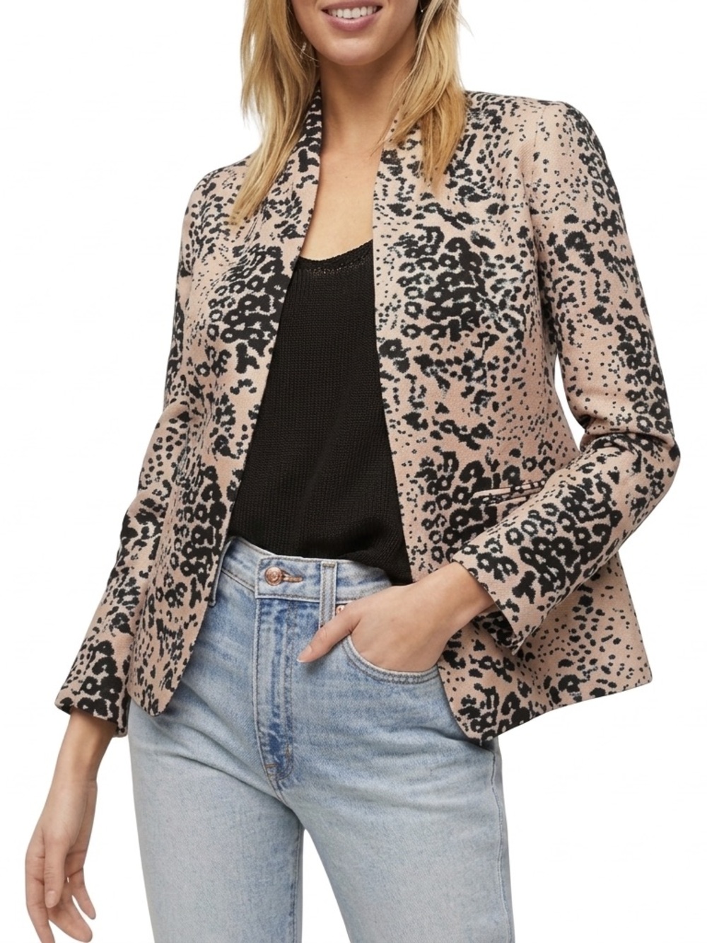 J.Crew Going-Out Blazer Leopard Animal Print Linen Open Tailored Lined Jacket 6